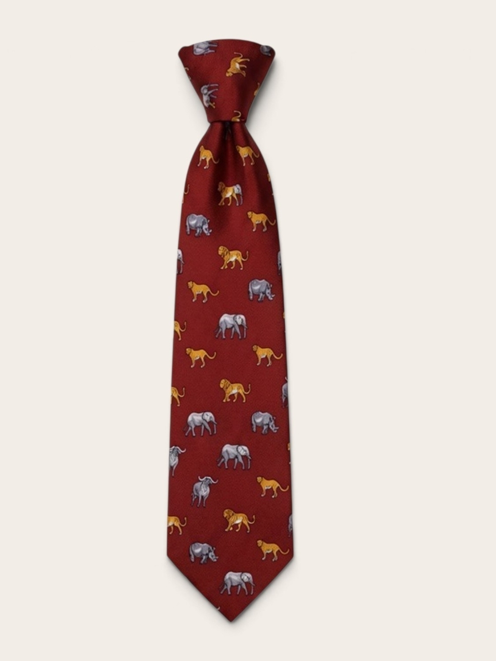 Men's Burgundy Animal-Print Silk Tie